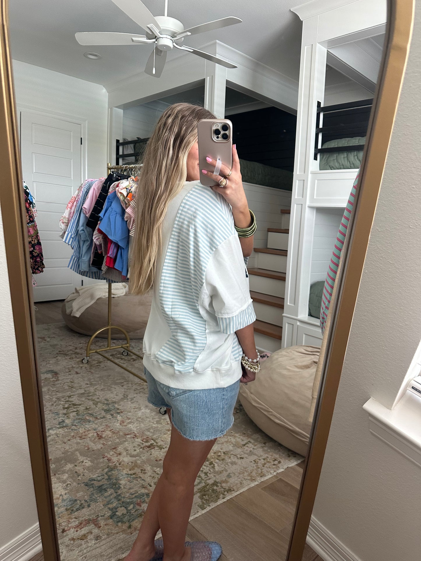 The Grace USA Patchwork Oversized Top