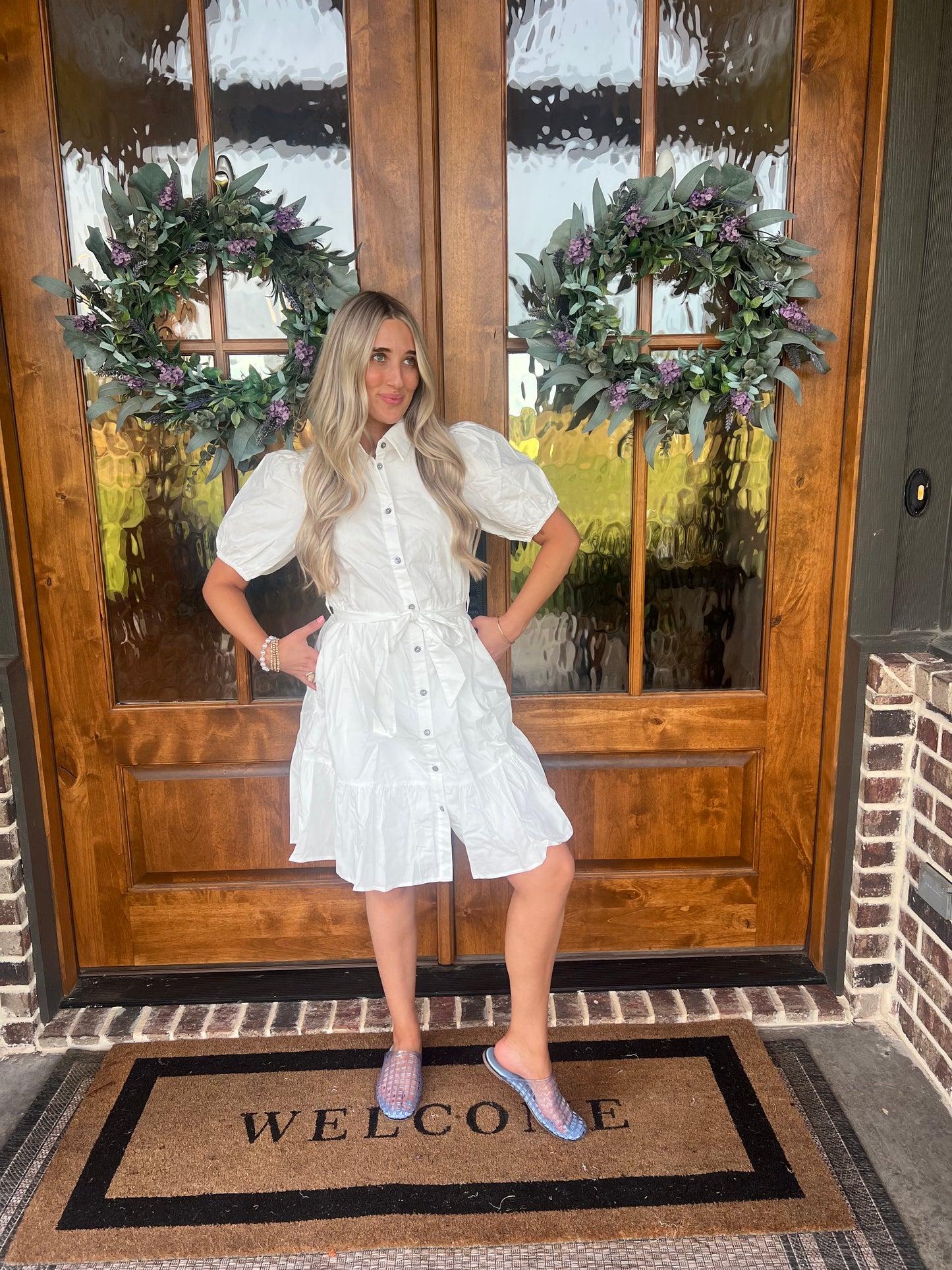 The Shelly White Button Up Dress