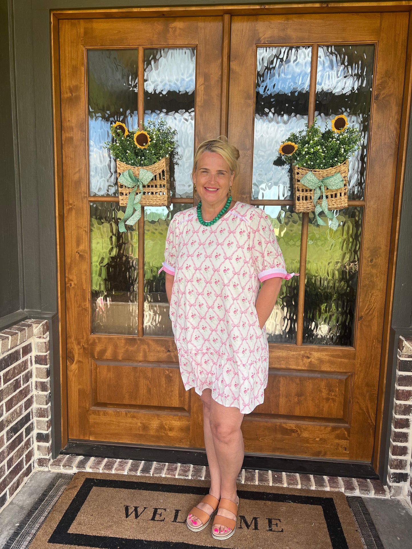 The Lyla Pink Bow Short Dress
