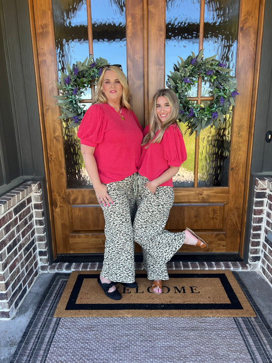 The Finlee Animal Print Mineral Wash Knit Pants