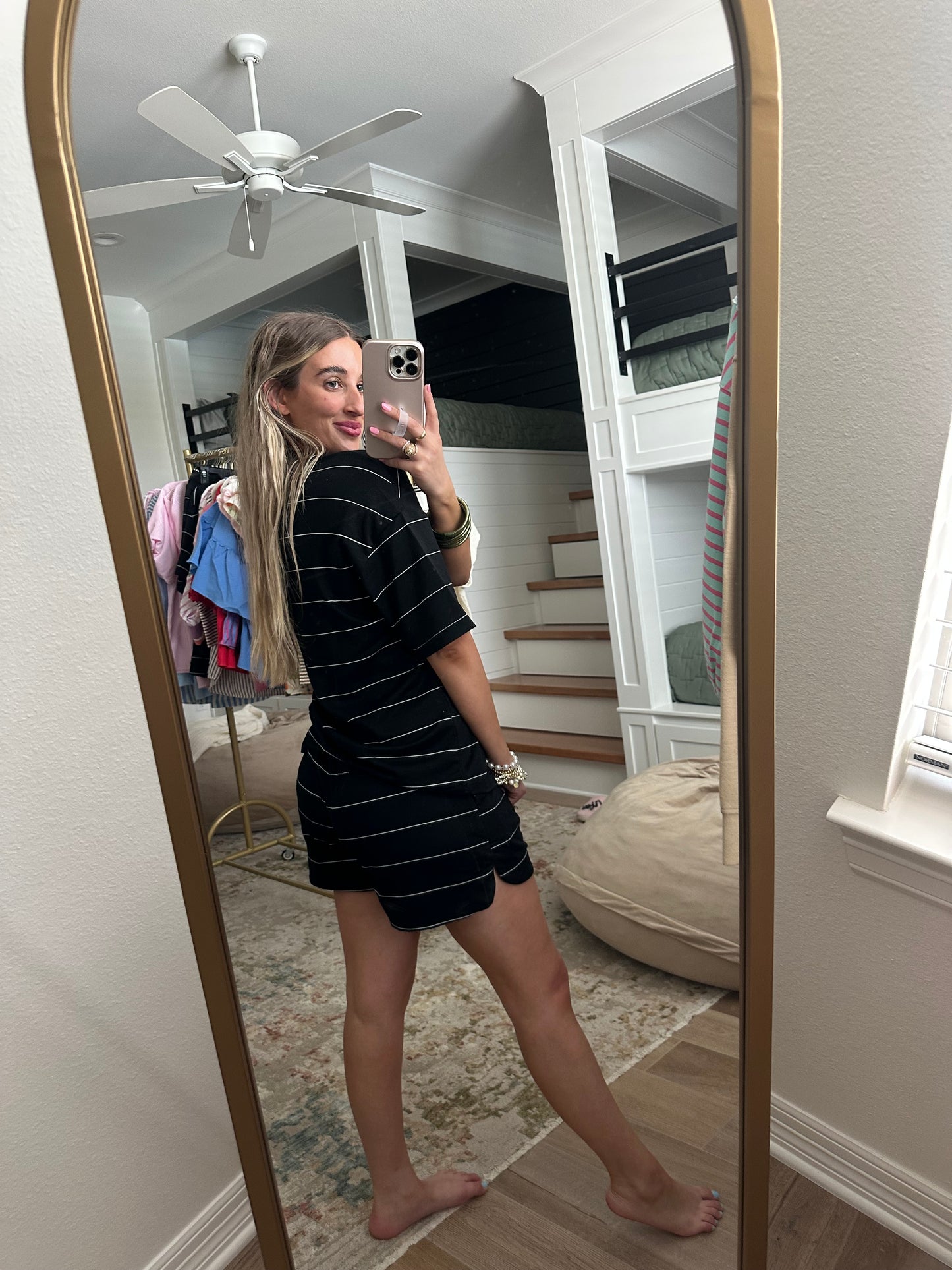 The Stephanie Black Striped Short Set