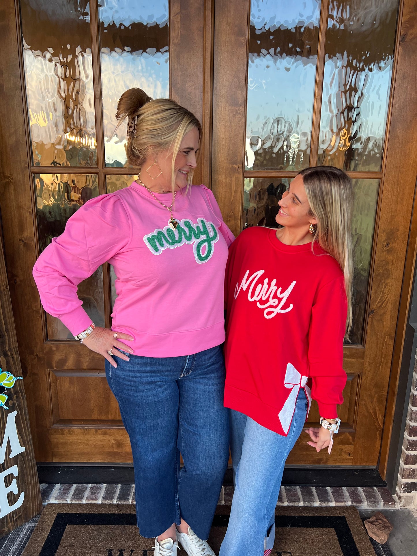 The Lakelyn Red Merry Sweatshirt