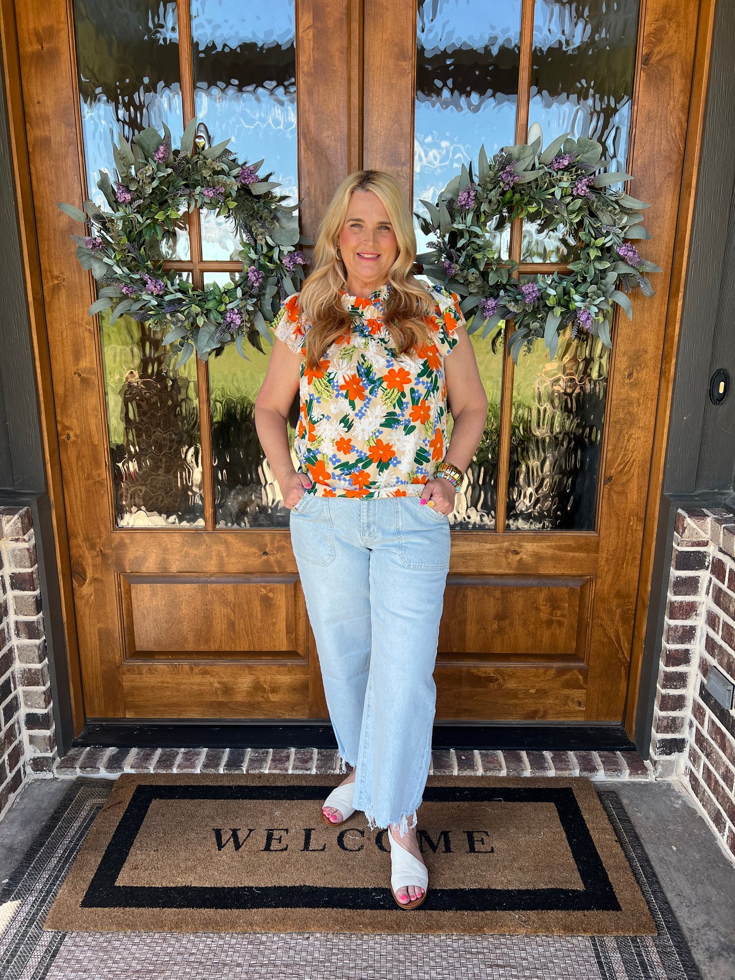 The Charlie Orange Floral Top
