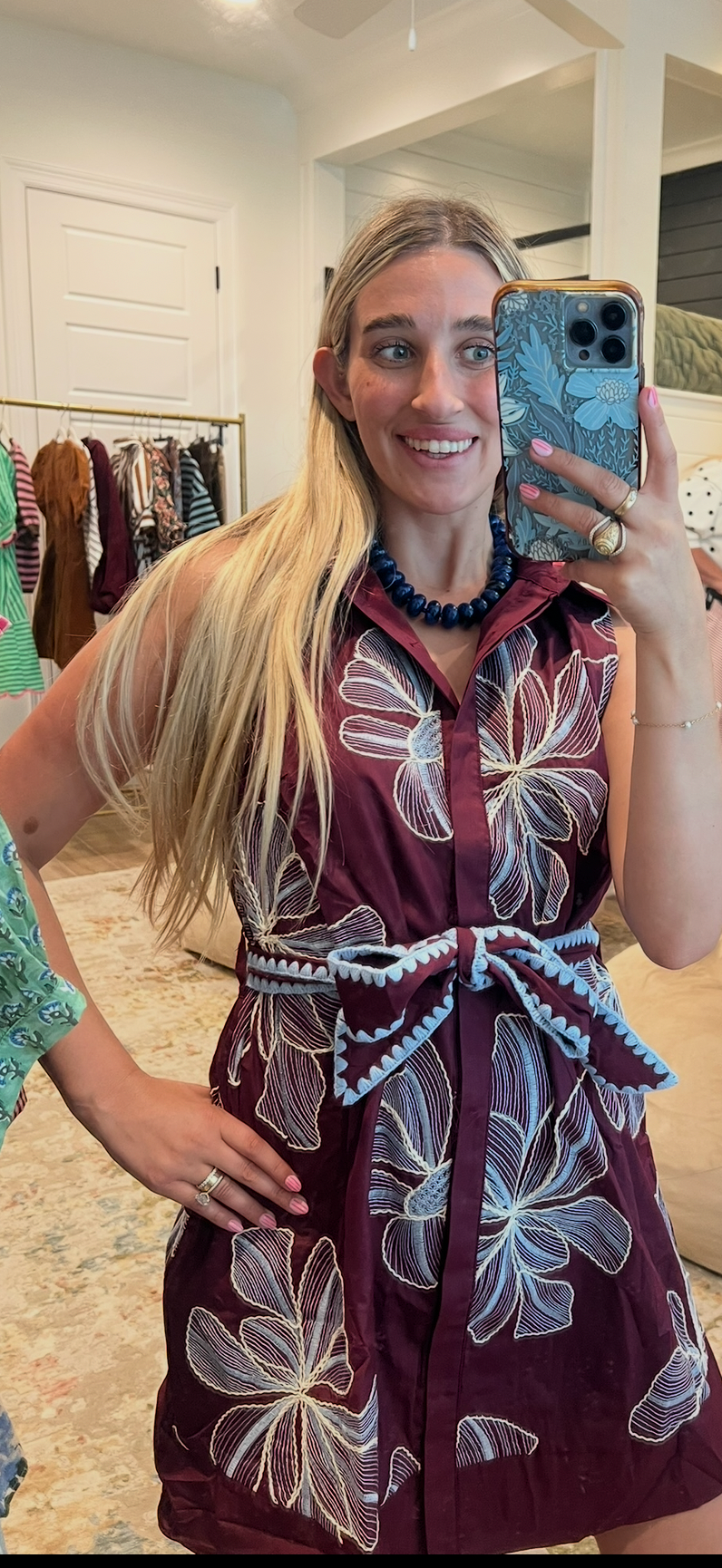 The Serena Wine Entro Embroidery Dress