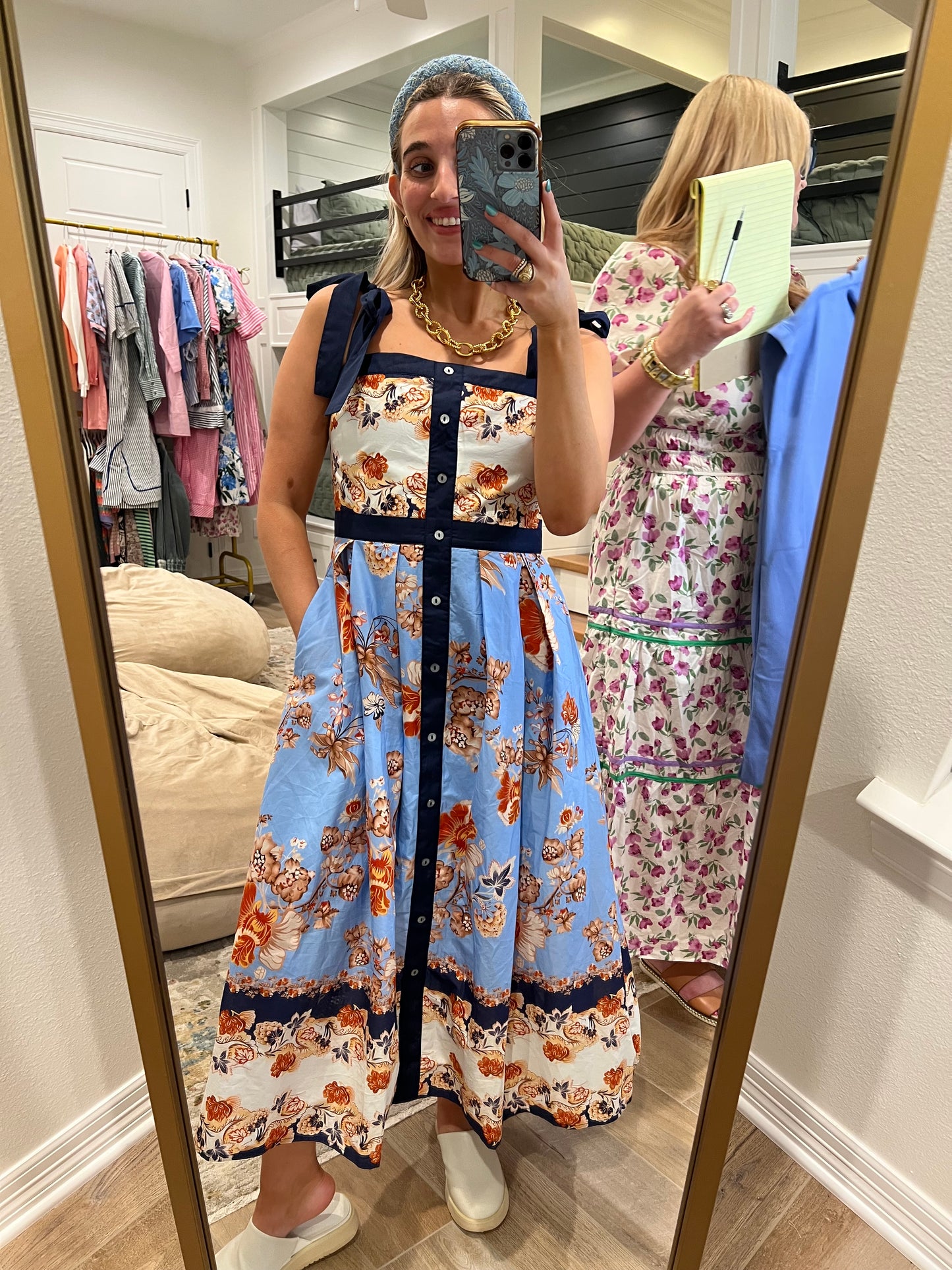 The Hattie Navy Floral Print Tie Strap Dress