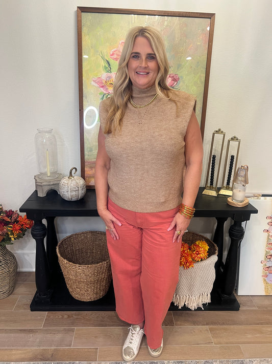 The Missy Tan Sleeveless Sweater