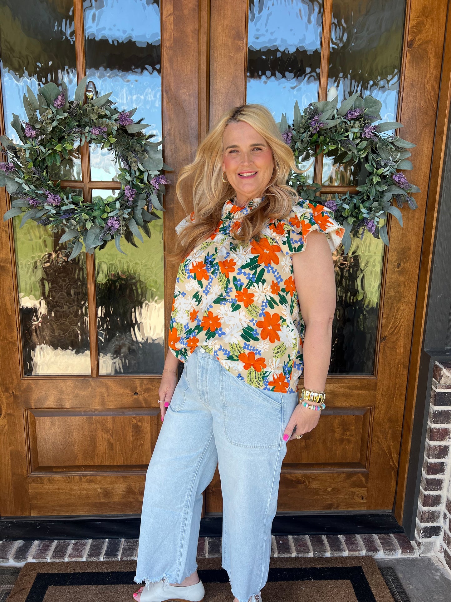 The Charlie Orange Floral Top