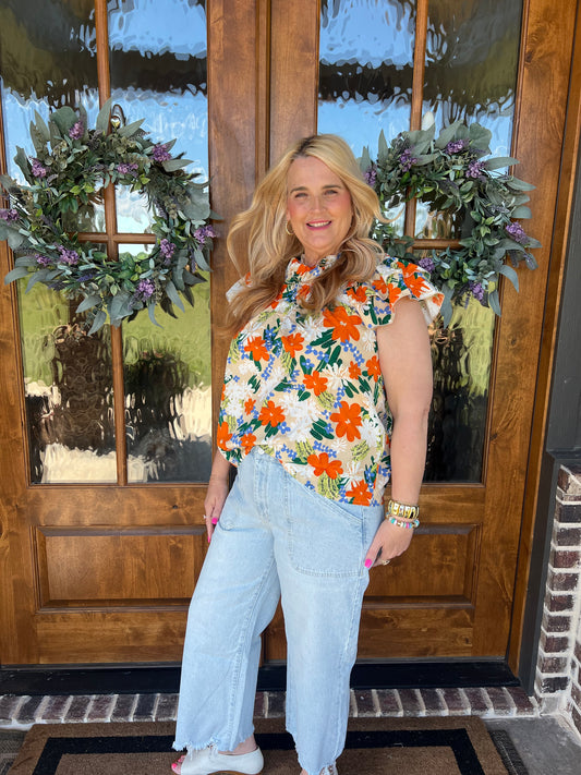 The Charlie Orange Floral Top