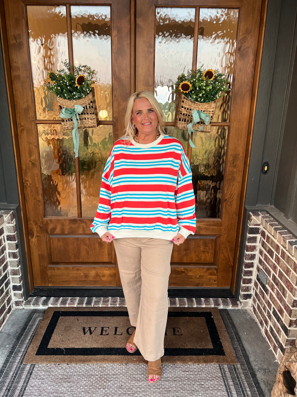The Emma Oversized Blue/Orange Sweatshirt