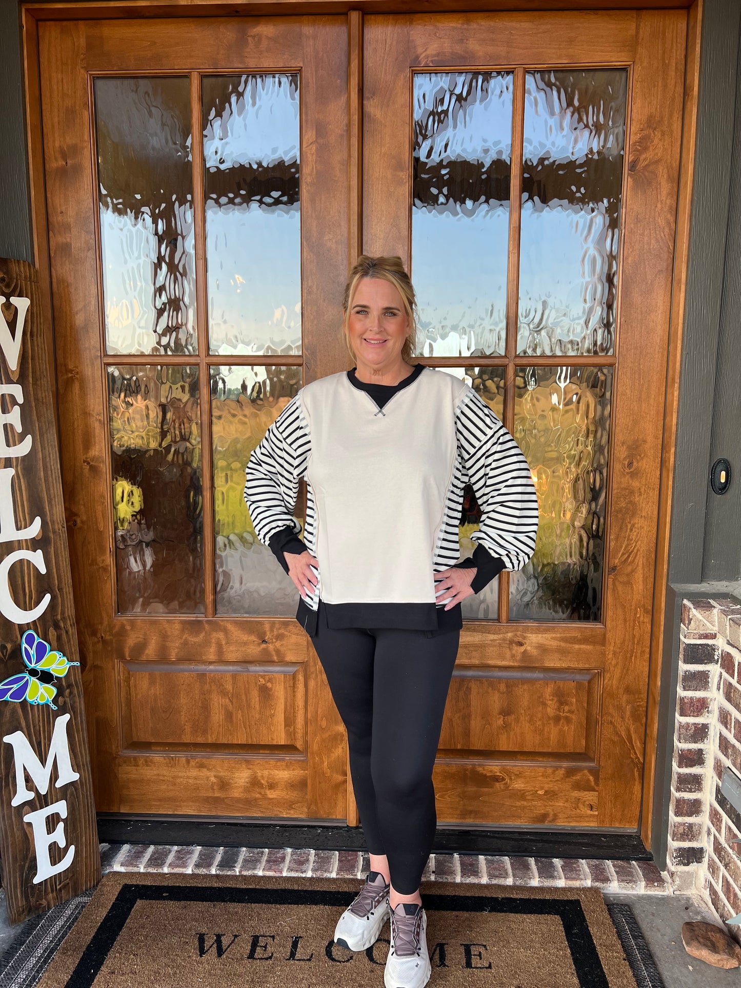 The Tammy Oversized Black Striped Casual Knit Top