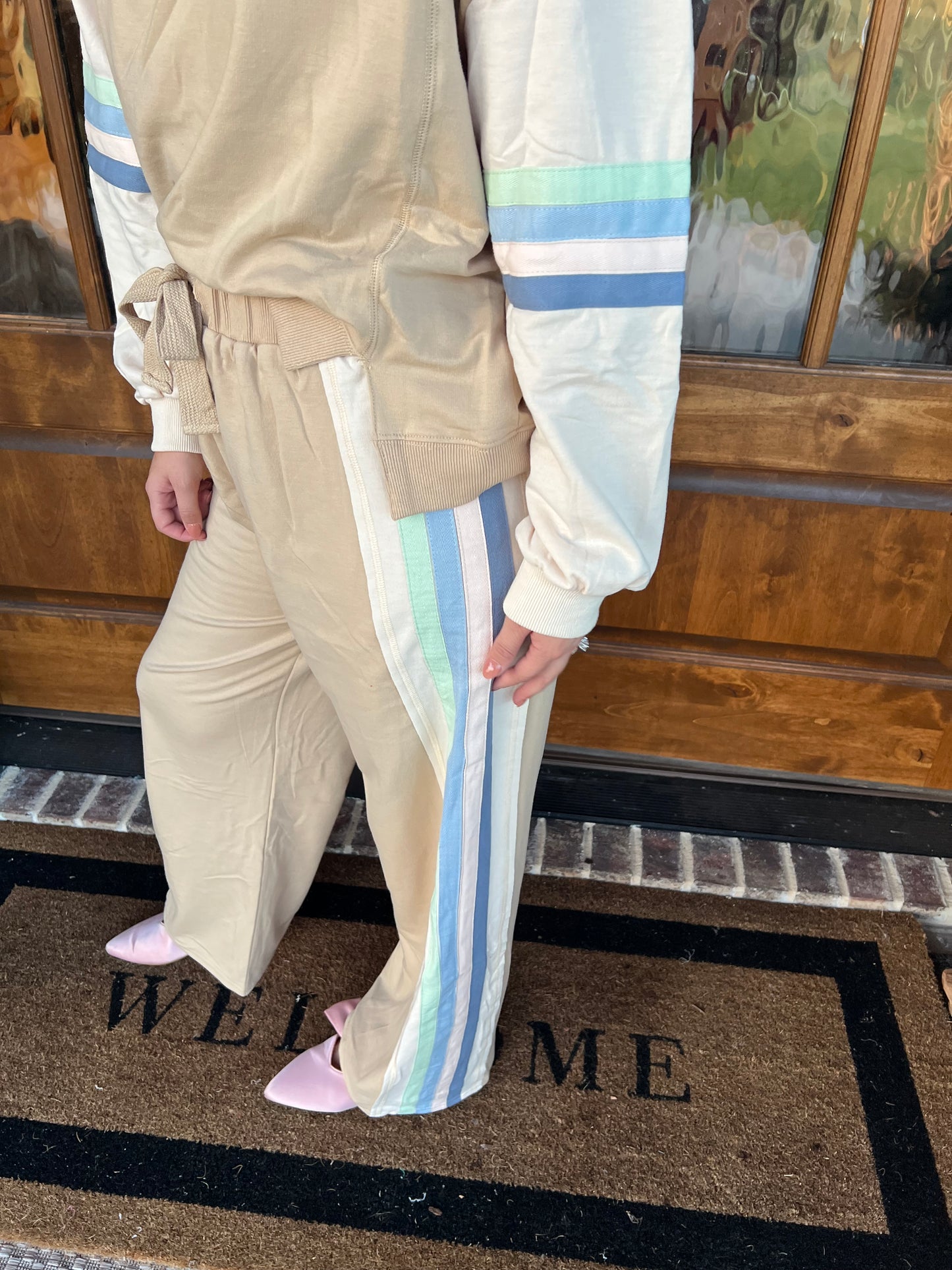 The LeighAnn Taupe Block Lounge Pant Set