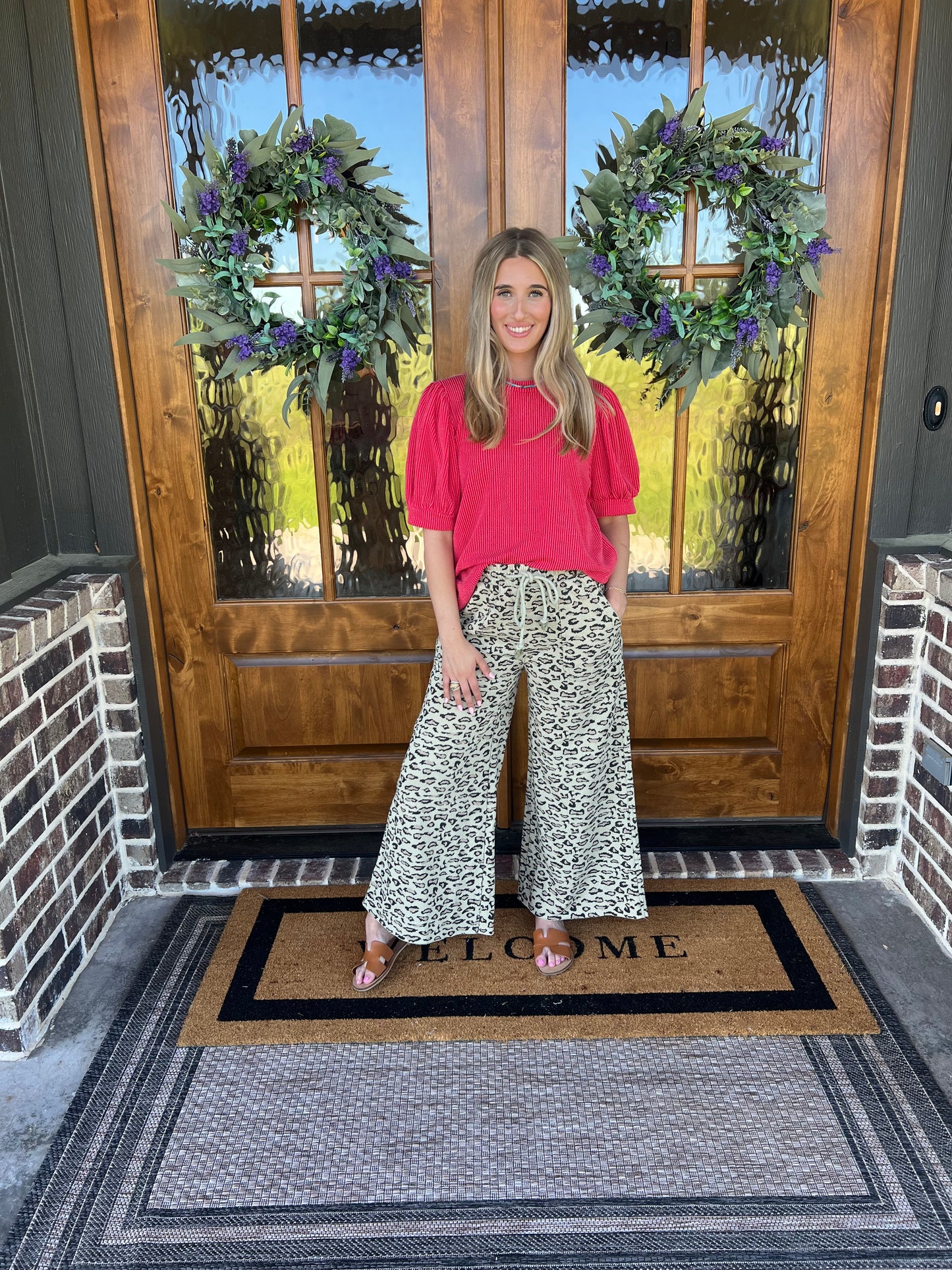 The Madison Red Puff Sleeve Ribbed Top - Final Sale