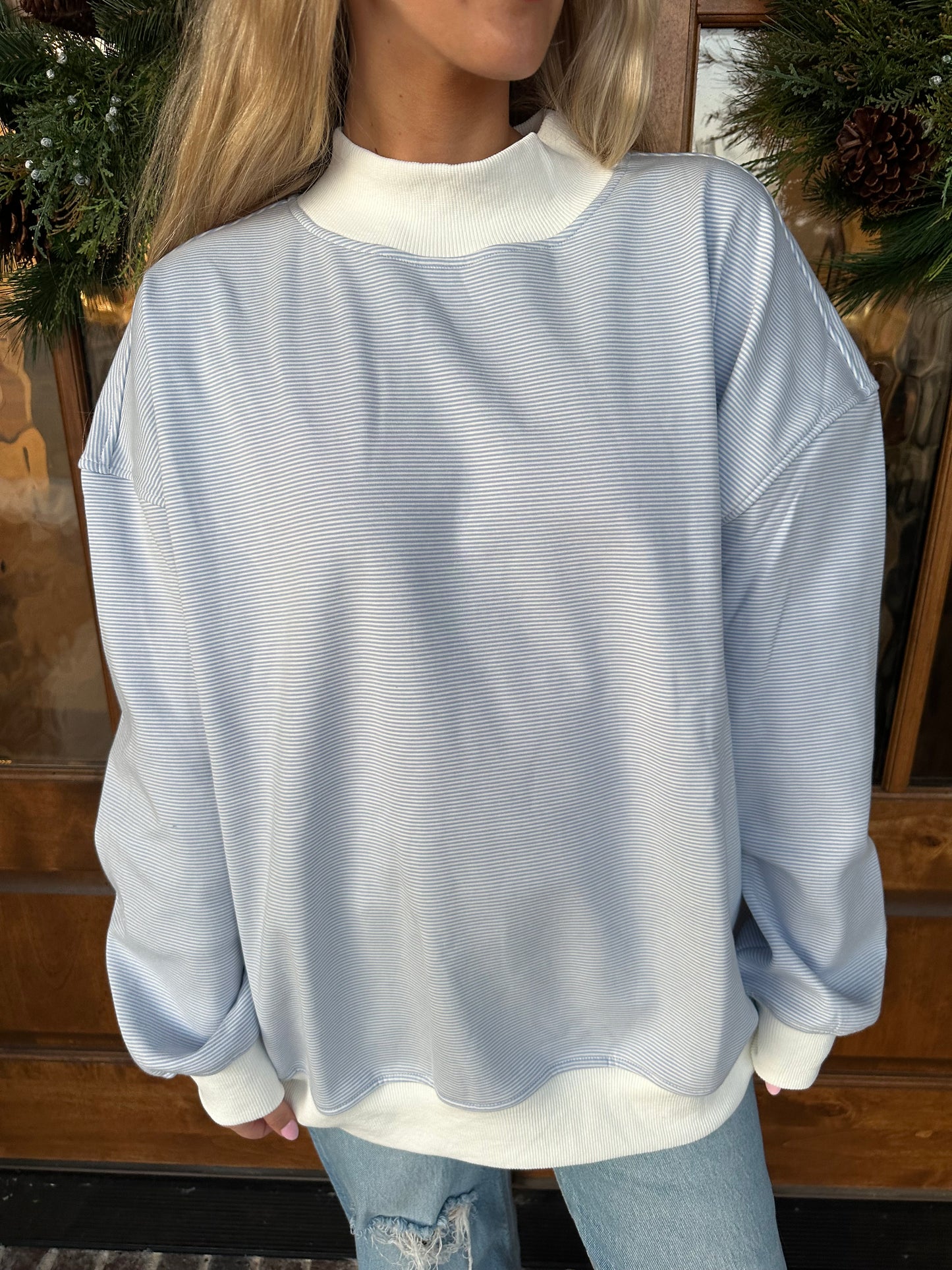 The Tammy Blue Striped Long Sleeve Top