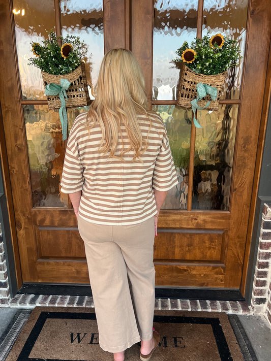 The Farrah Brown/Cream Striped Top