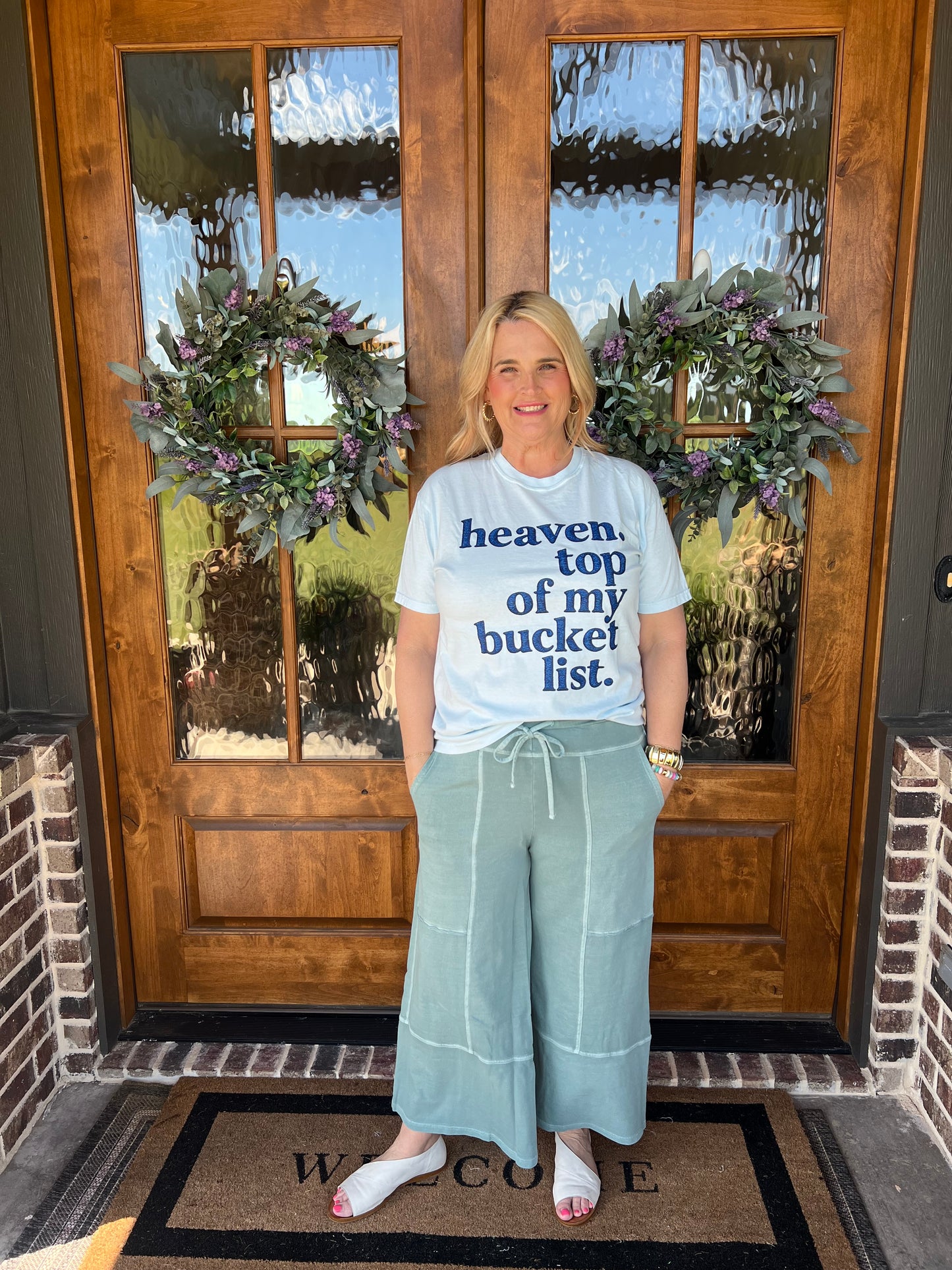 The Ashlin French Terry Washed Wide Leg Pants