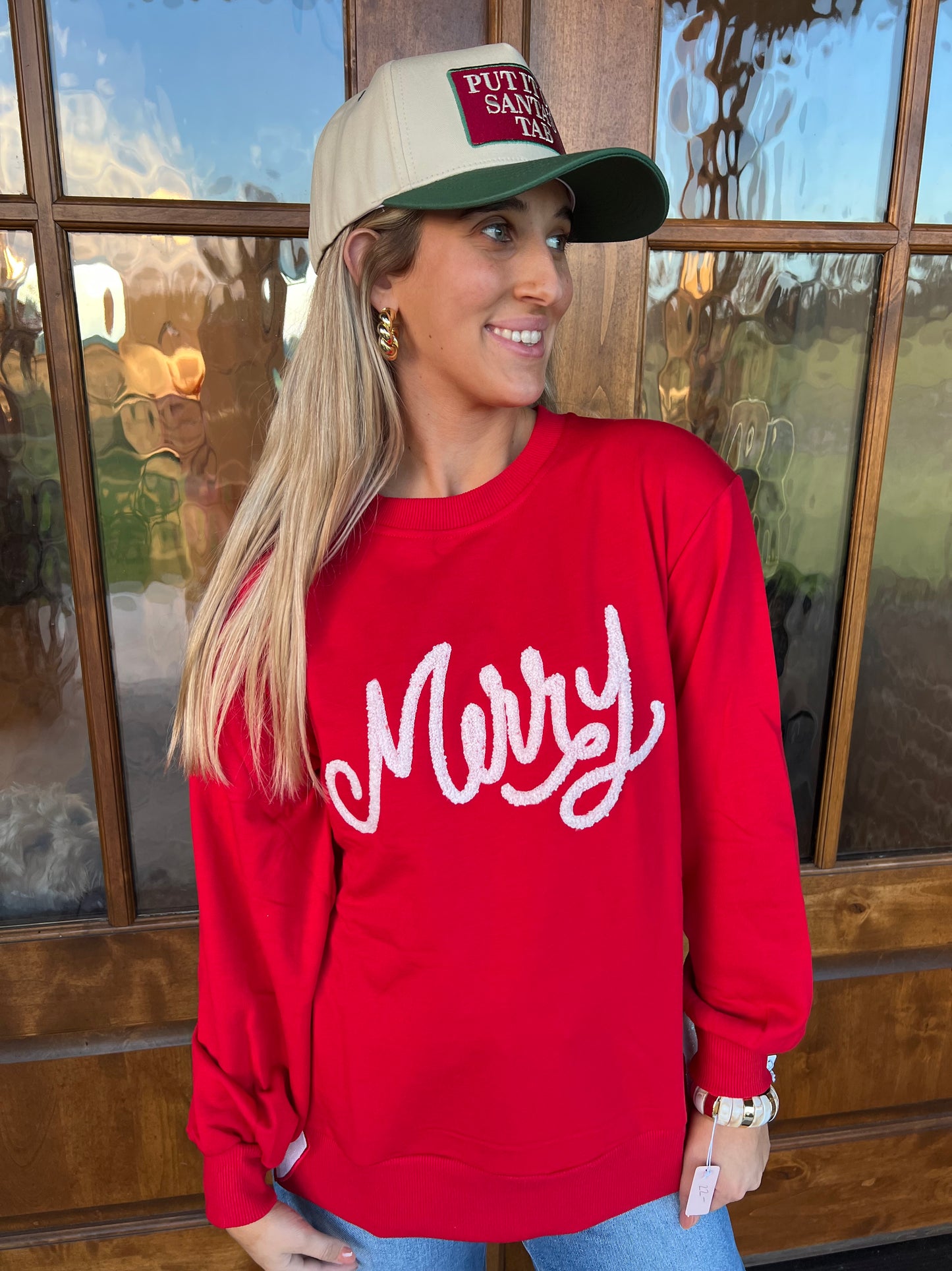 The Lakelyn Red Merry Sweatshirt