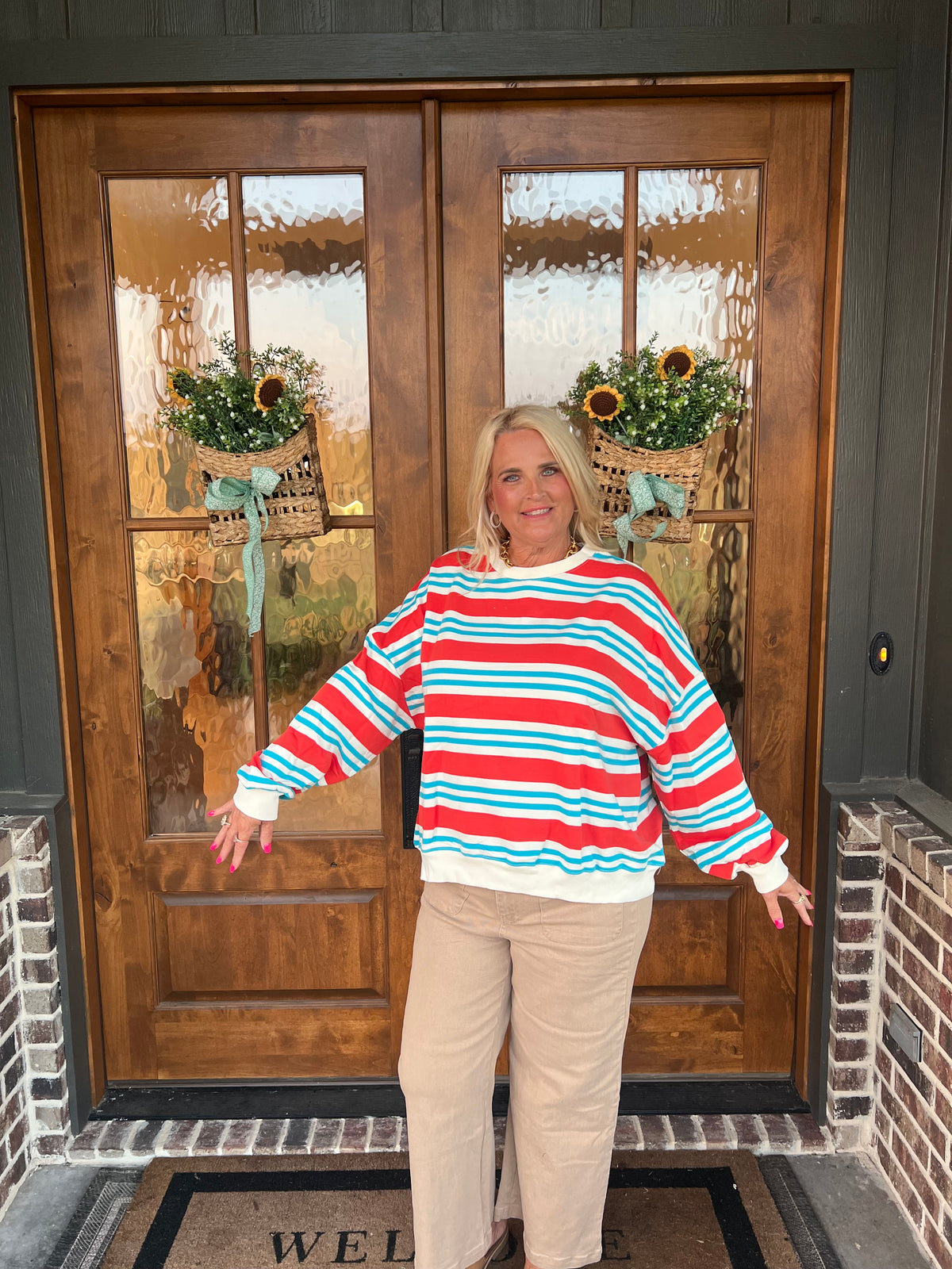 The Emma Oversized Blue/Orange Sweatshirt