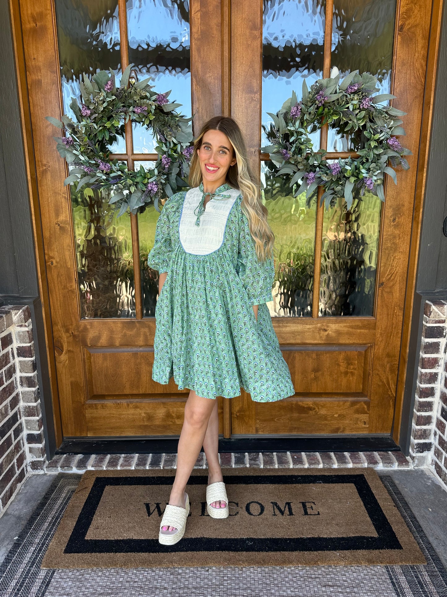 The Landry Green/Blue Floral Dress