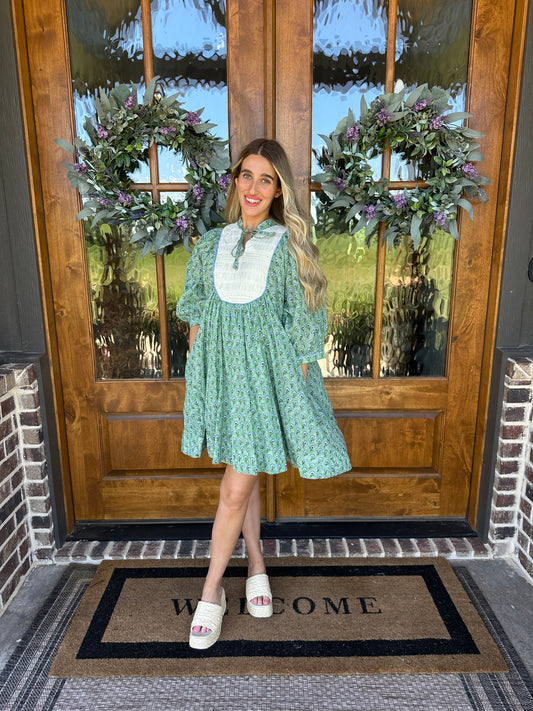 The Landry Green/Blue Floral Dress