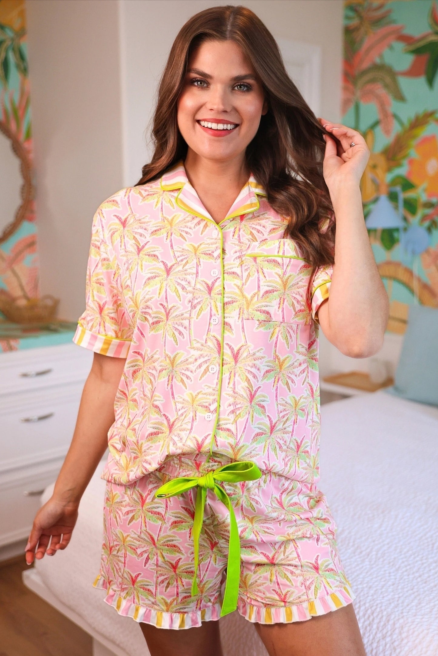 The Tammi Tropical Glow Ruffle Pajama Set