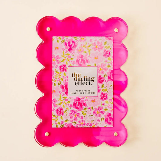 Pink & White Scalloped Picture Frame