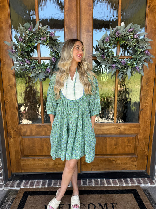 The Landry Green/Blue Floral Dress