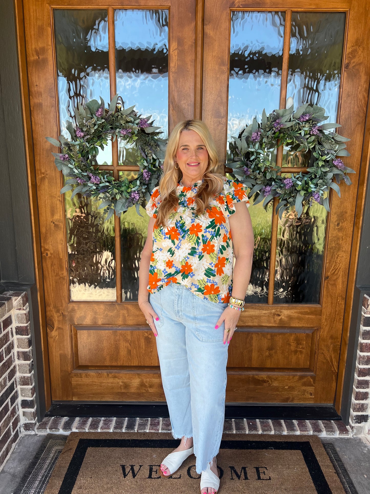 The Charlie Orange Floral Top