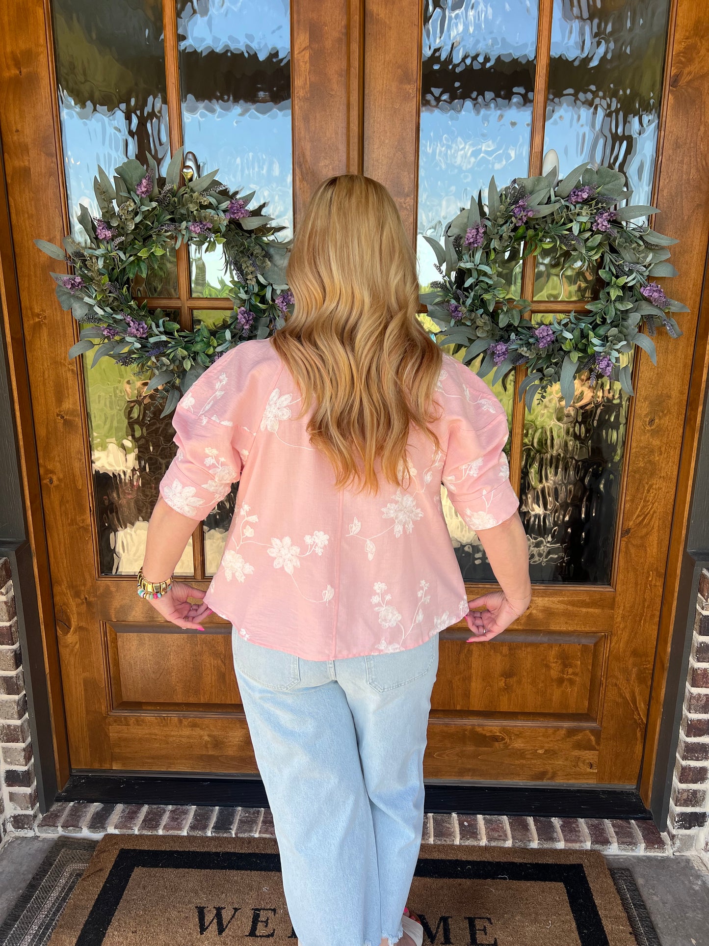 The Avery Pink Boho Printed Blpuse