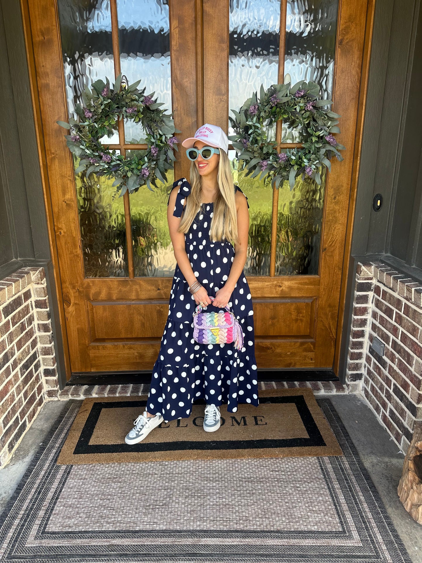 The Ashley Navy Polka Dot Dress