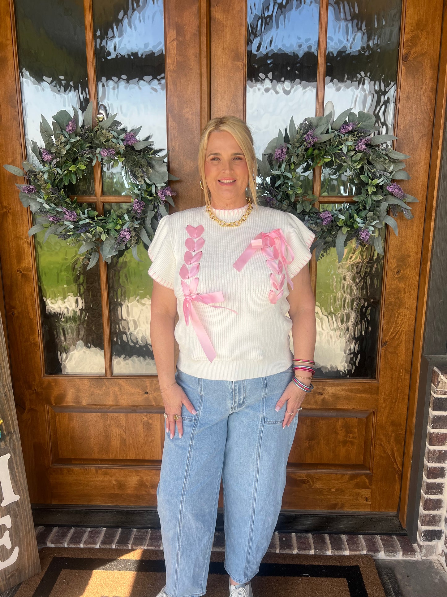 The Maddie Ribbon Detail Flutter Knit Top