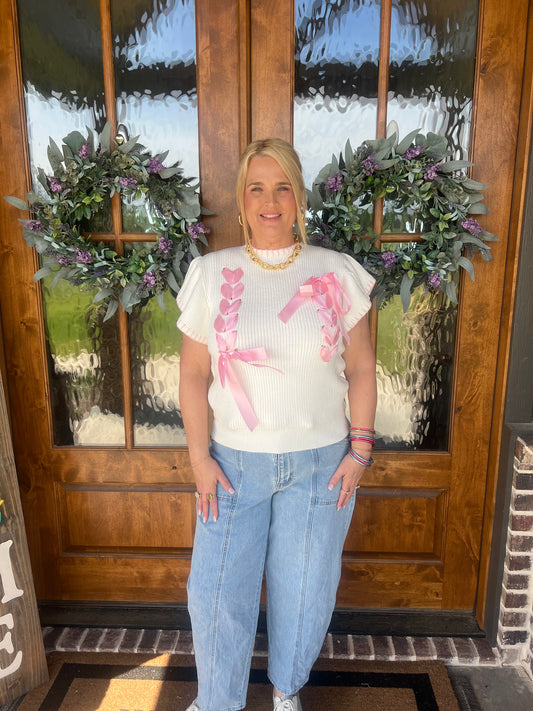 The Maddie Ribbon Detail Flutter Knit Top
