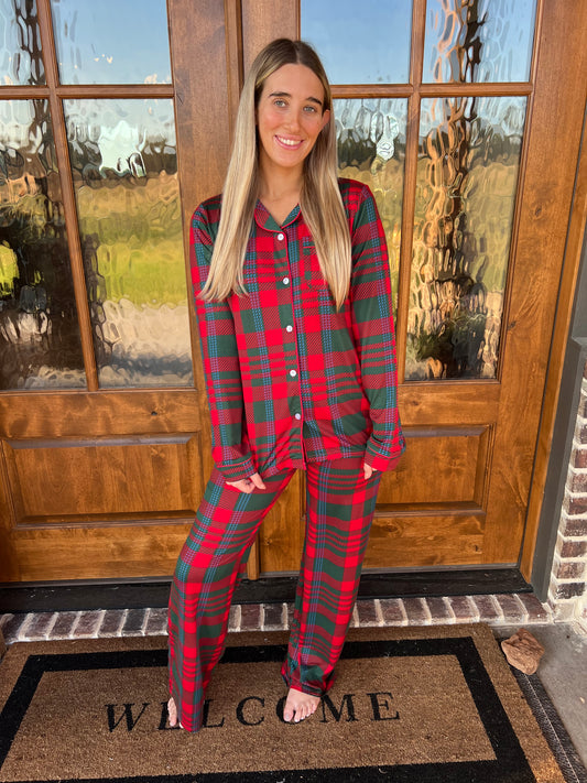 The Kristi Red/Green Plaid Pajama Set