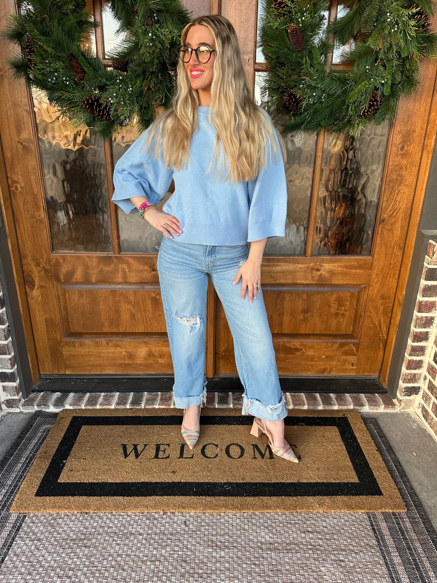 The Luna Light Blue Raglan Sweater