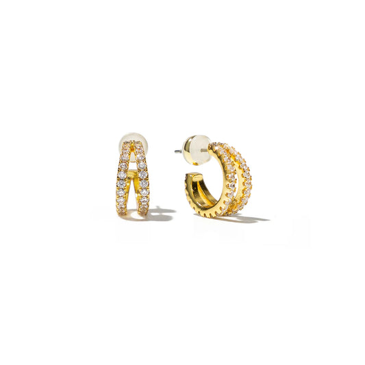 The Allie Demi Fine 18k Gold Pave Shine Double Hoops