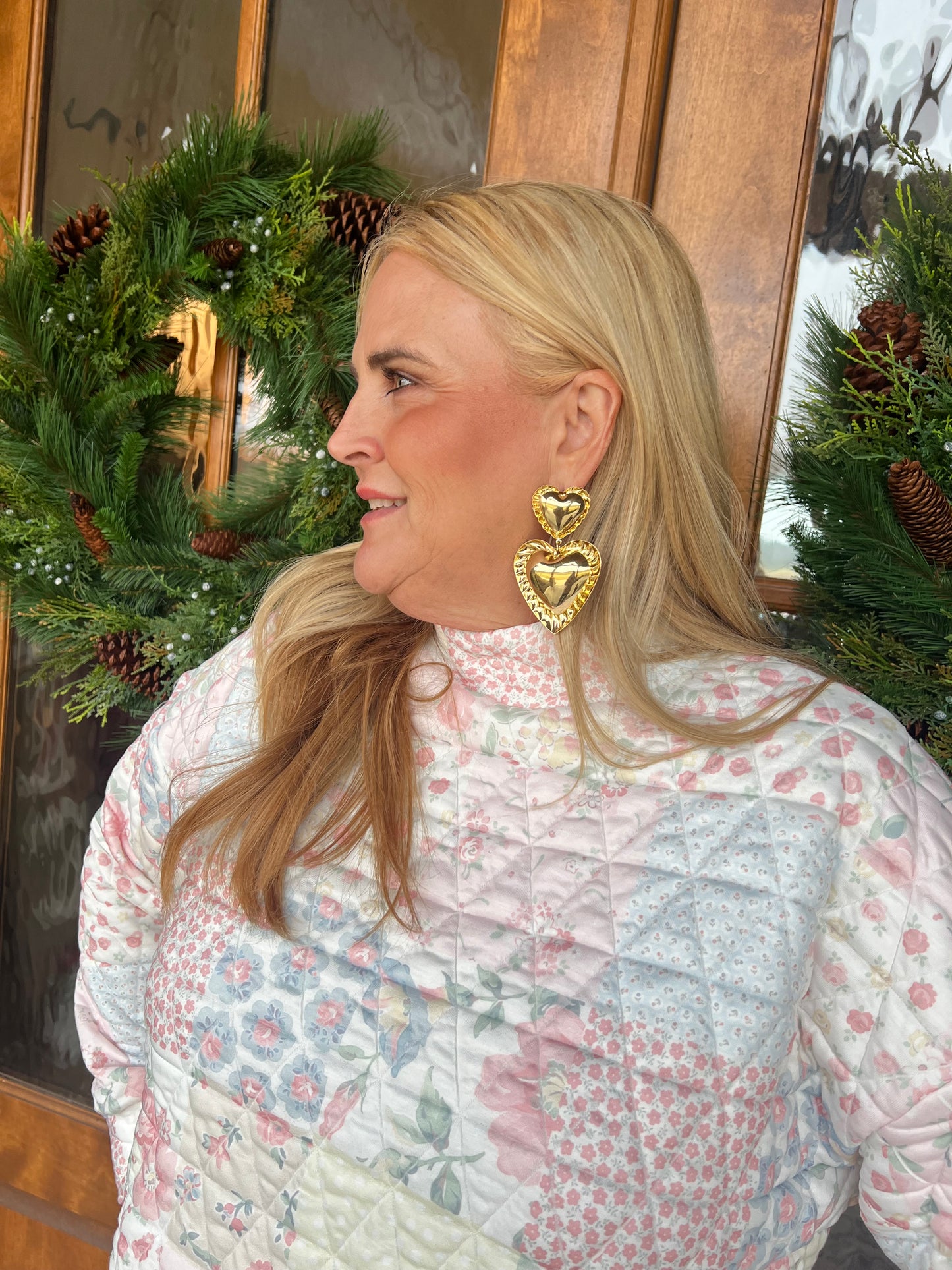 The Holly Hearts Gold Earrings