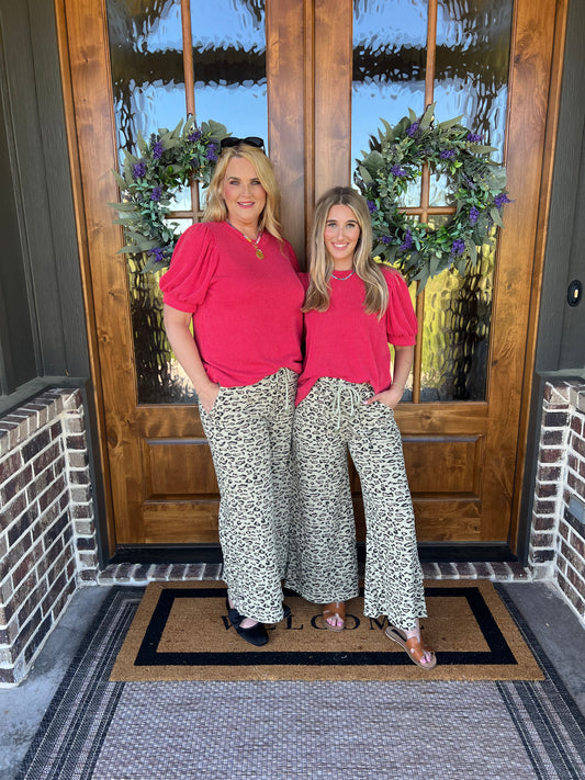The Finlee Animal Print Mineral Wash Knit Pants