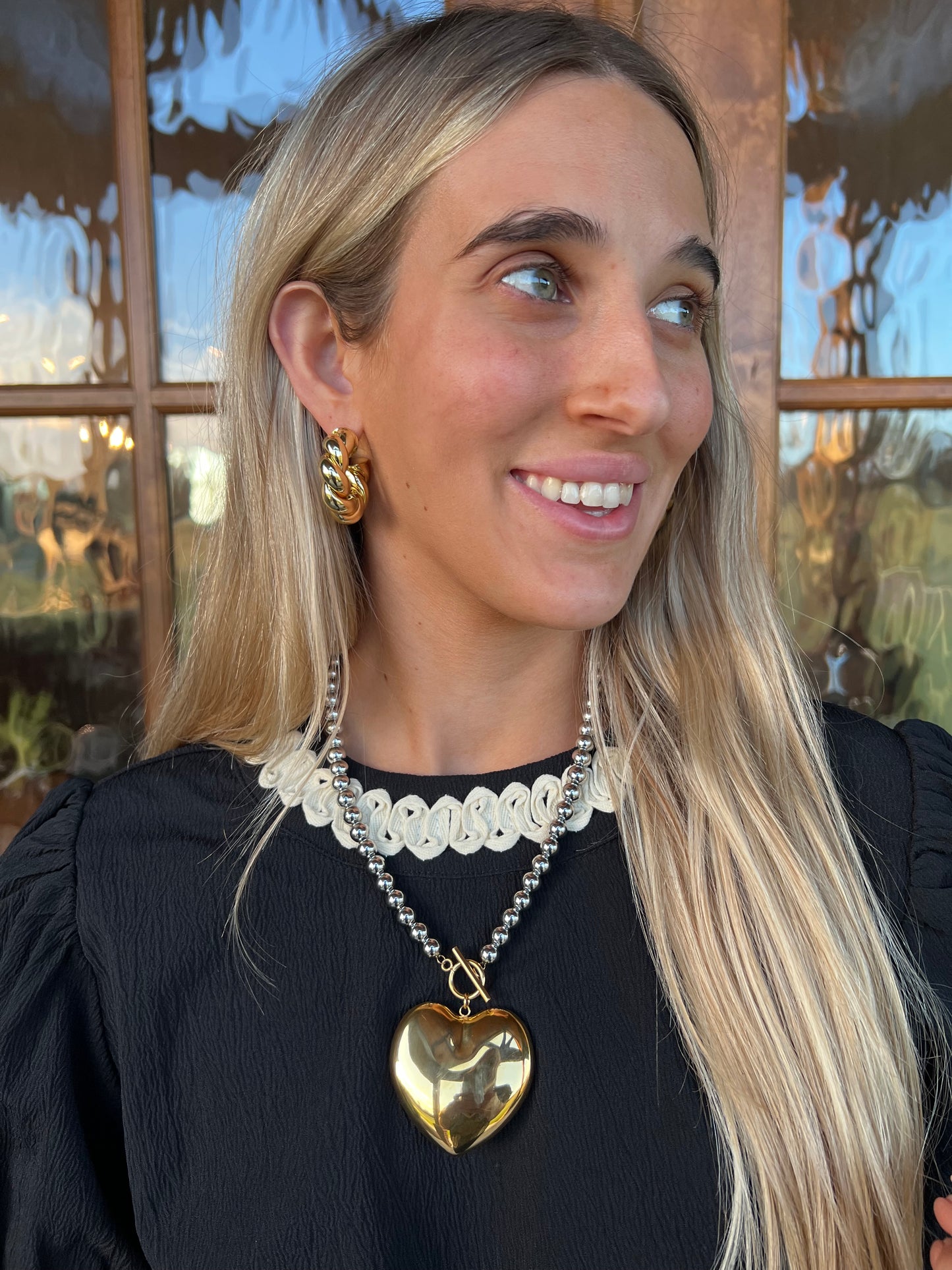 The Sawyer Black Short Sleeve Top Cream Trimming