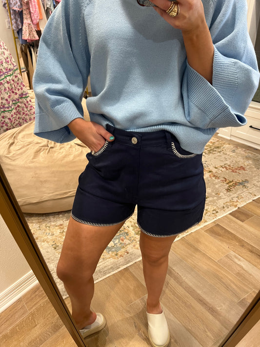 The Clara Navy Woven Shorts