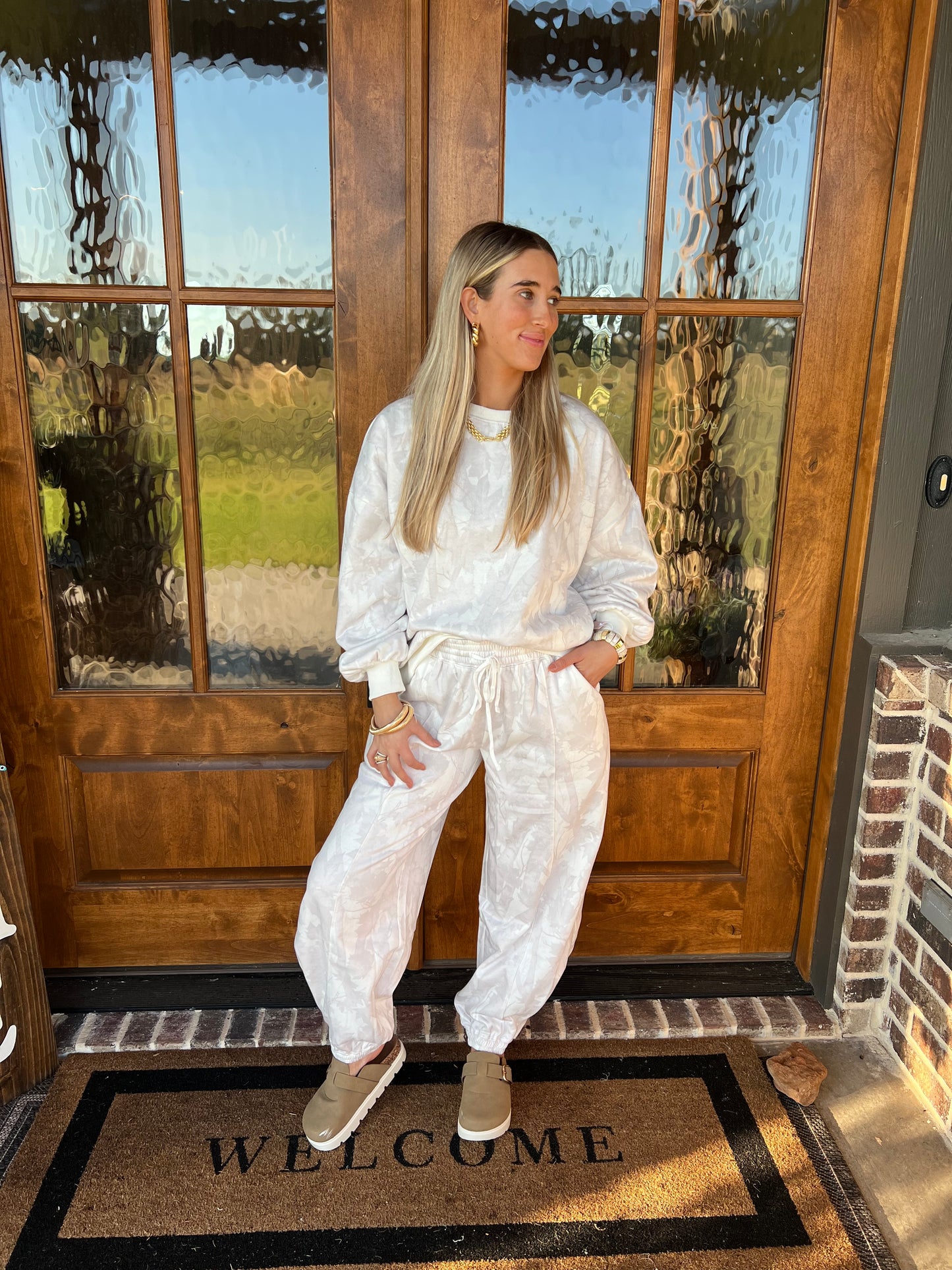 The Stephanie Leaf Printed Sweatshirt/Pant Set