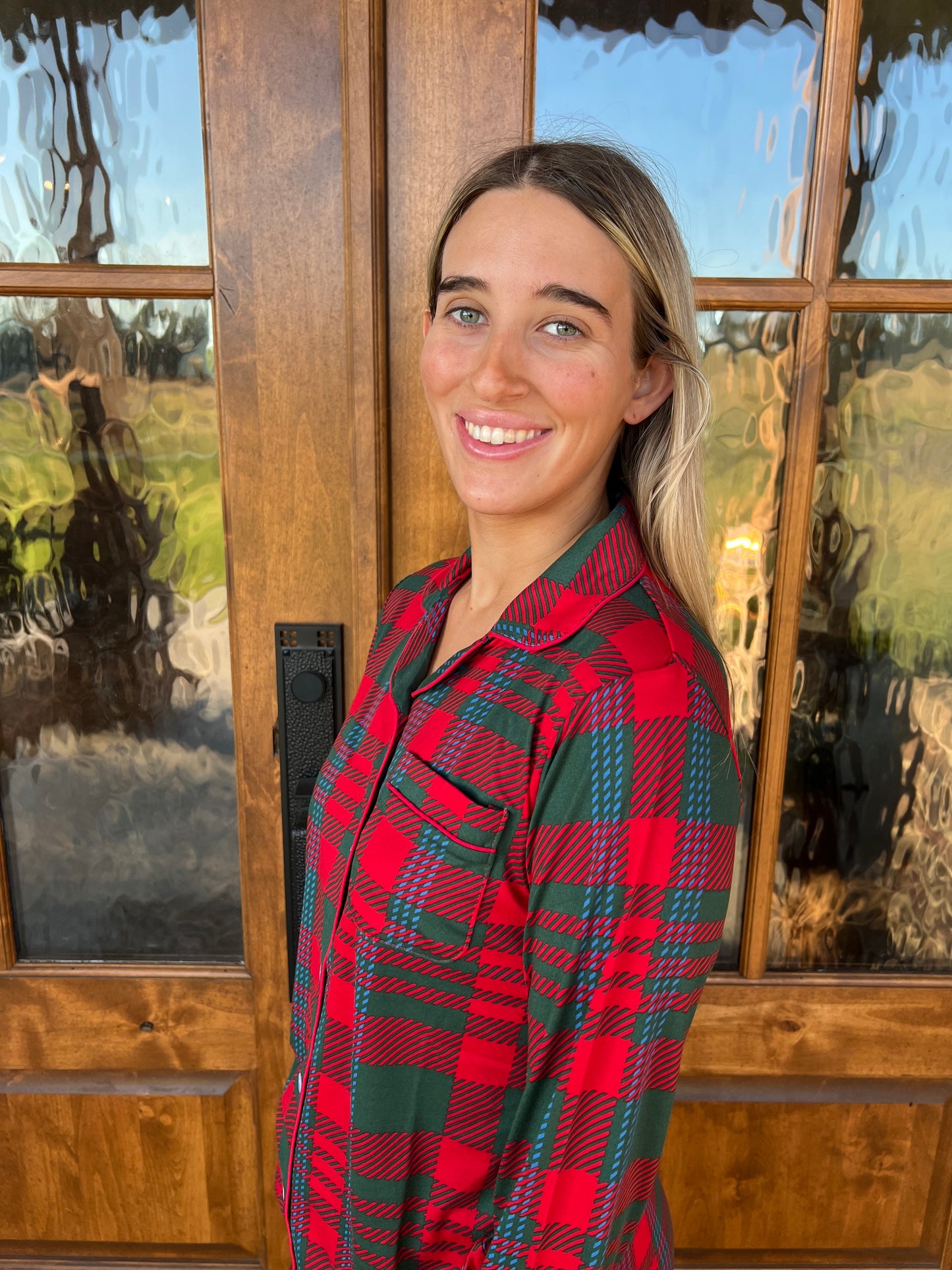 The Kristi Red/Green Plaid Pajama Set