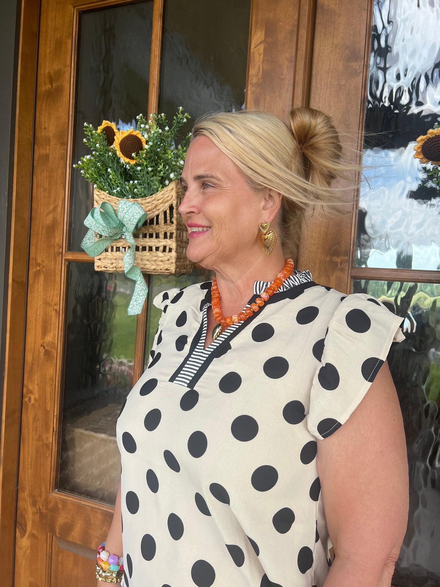 The Lizzie Polka Dot Flutter Sleeve Top