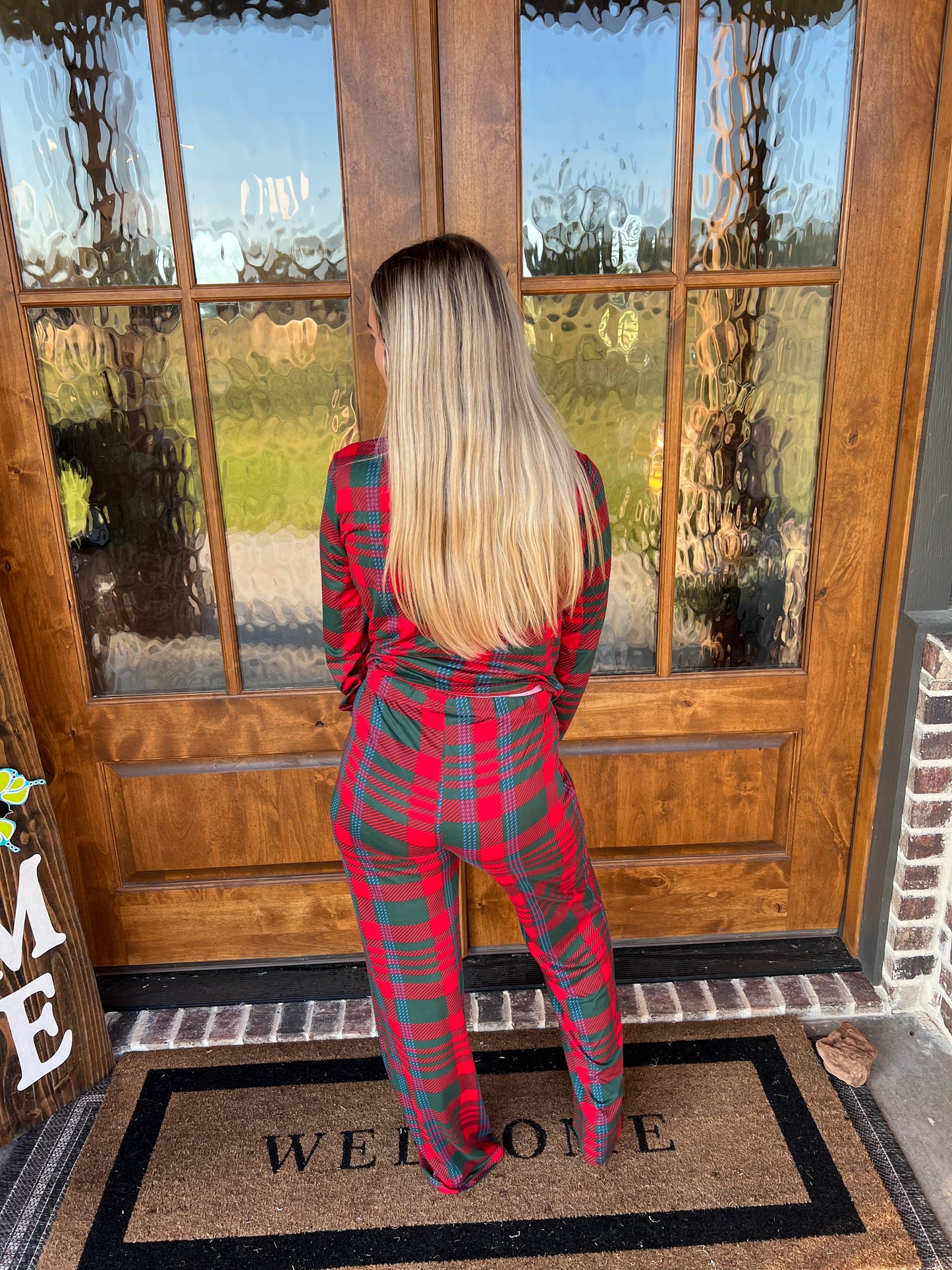 The Kristi Red/Green Plaid Pajama Set
