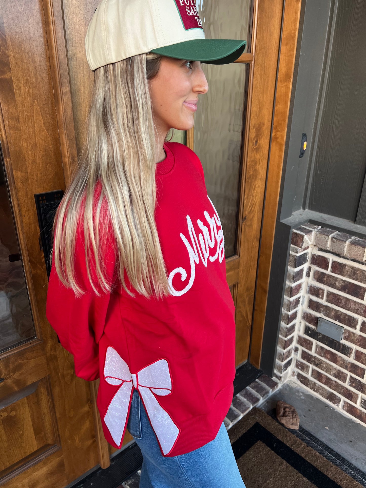 The Lakelyn Red Merry Sweatshirt