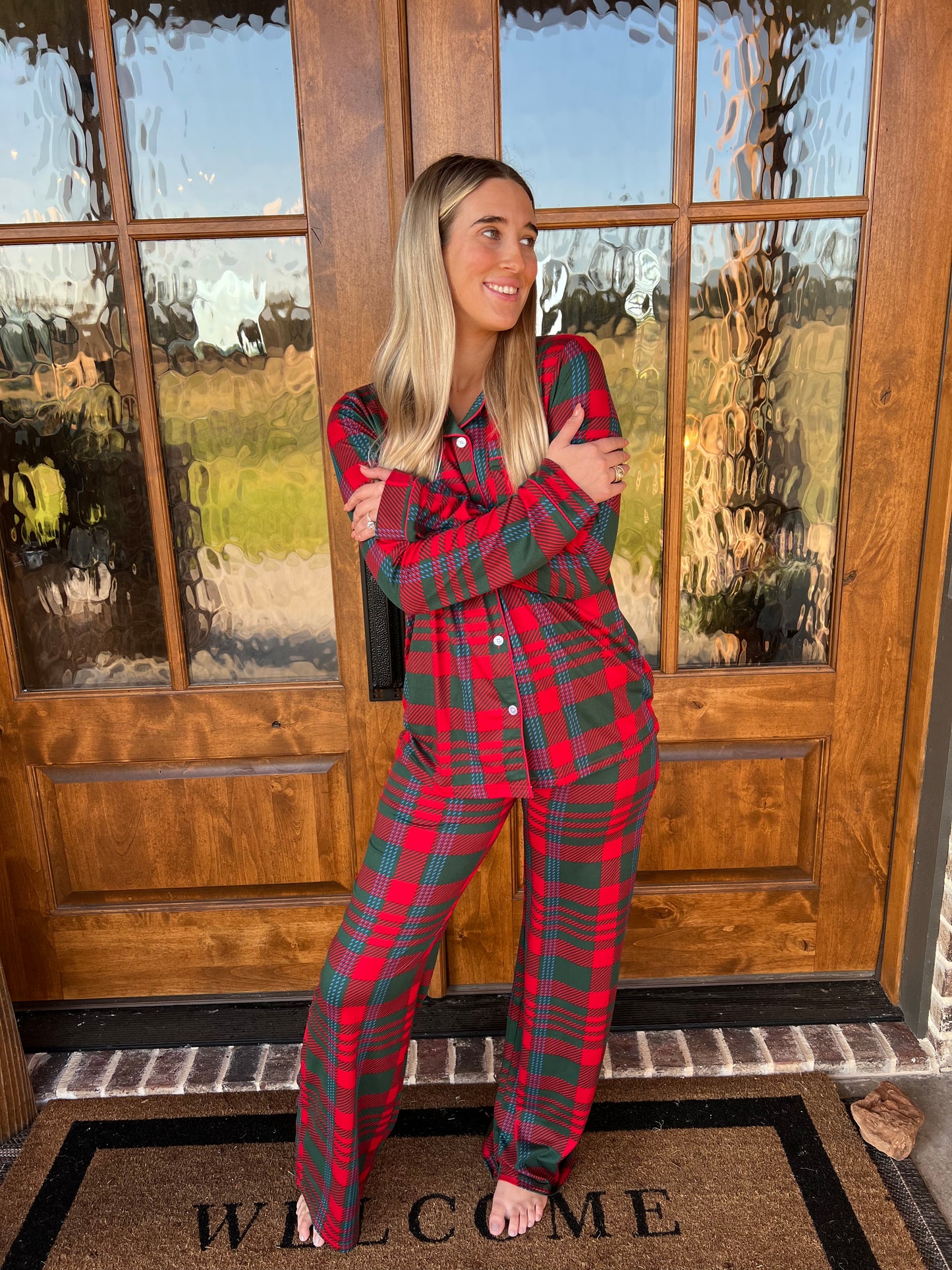 The Kristi Red/Green Plaid Pajama Set