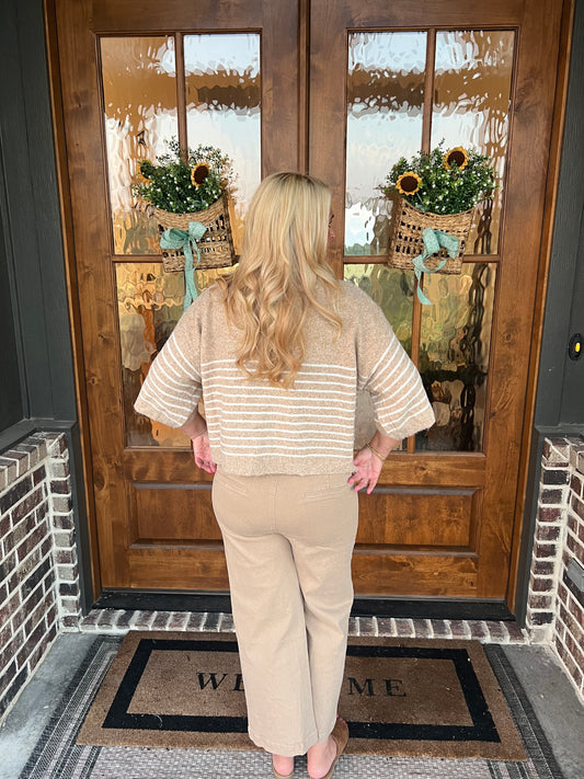 The Haley Brown/Cream High Neck Sweater
