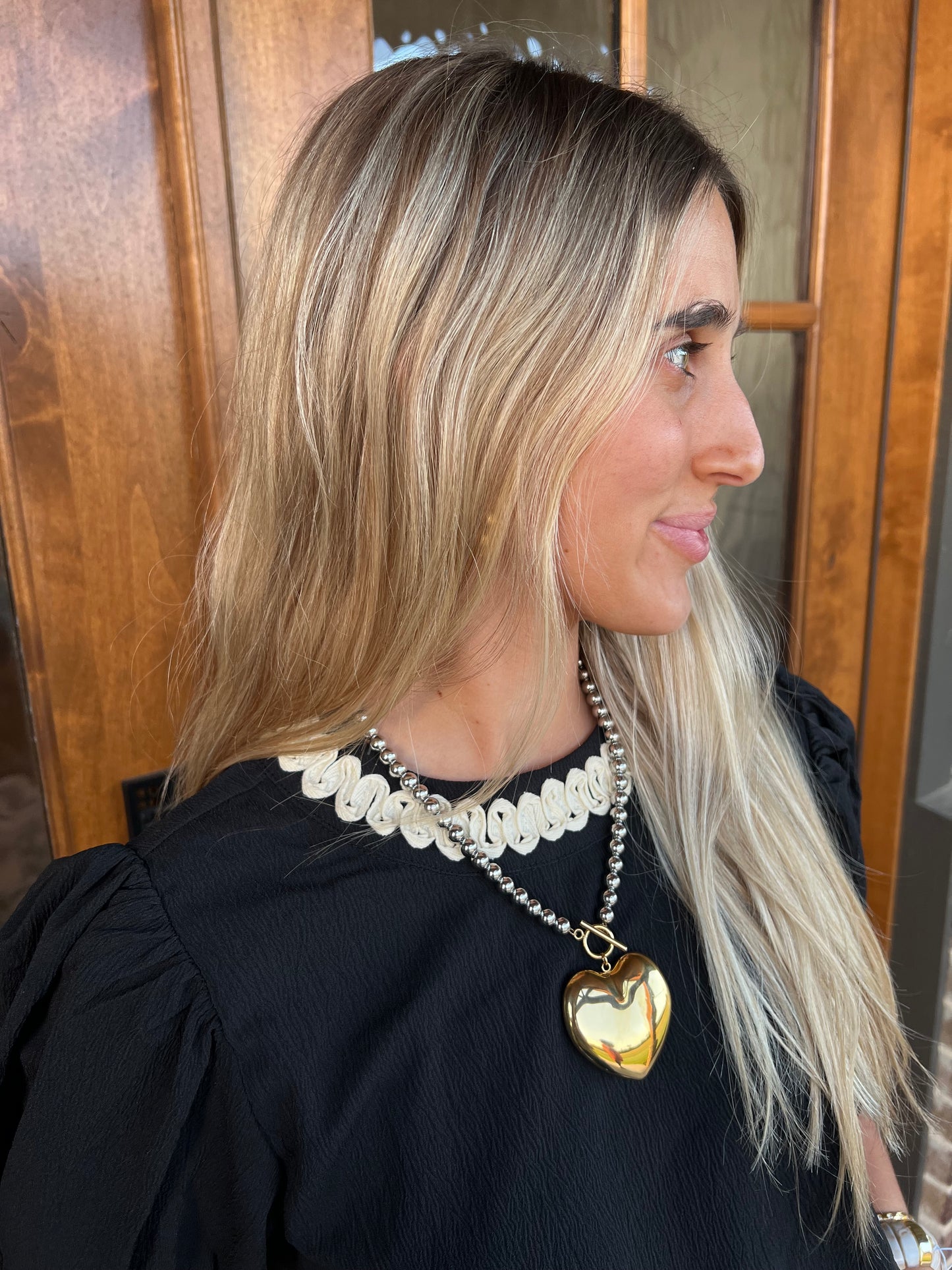 The Sawyer Black Short Sleeve Top Cream Trimming