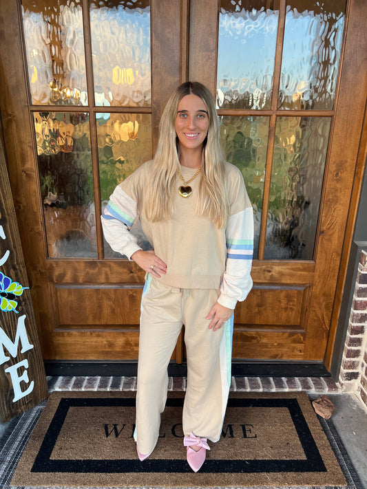 The LeighAnn Taupe Block Lounge Pant Set