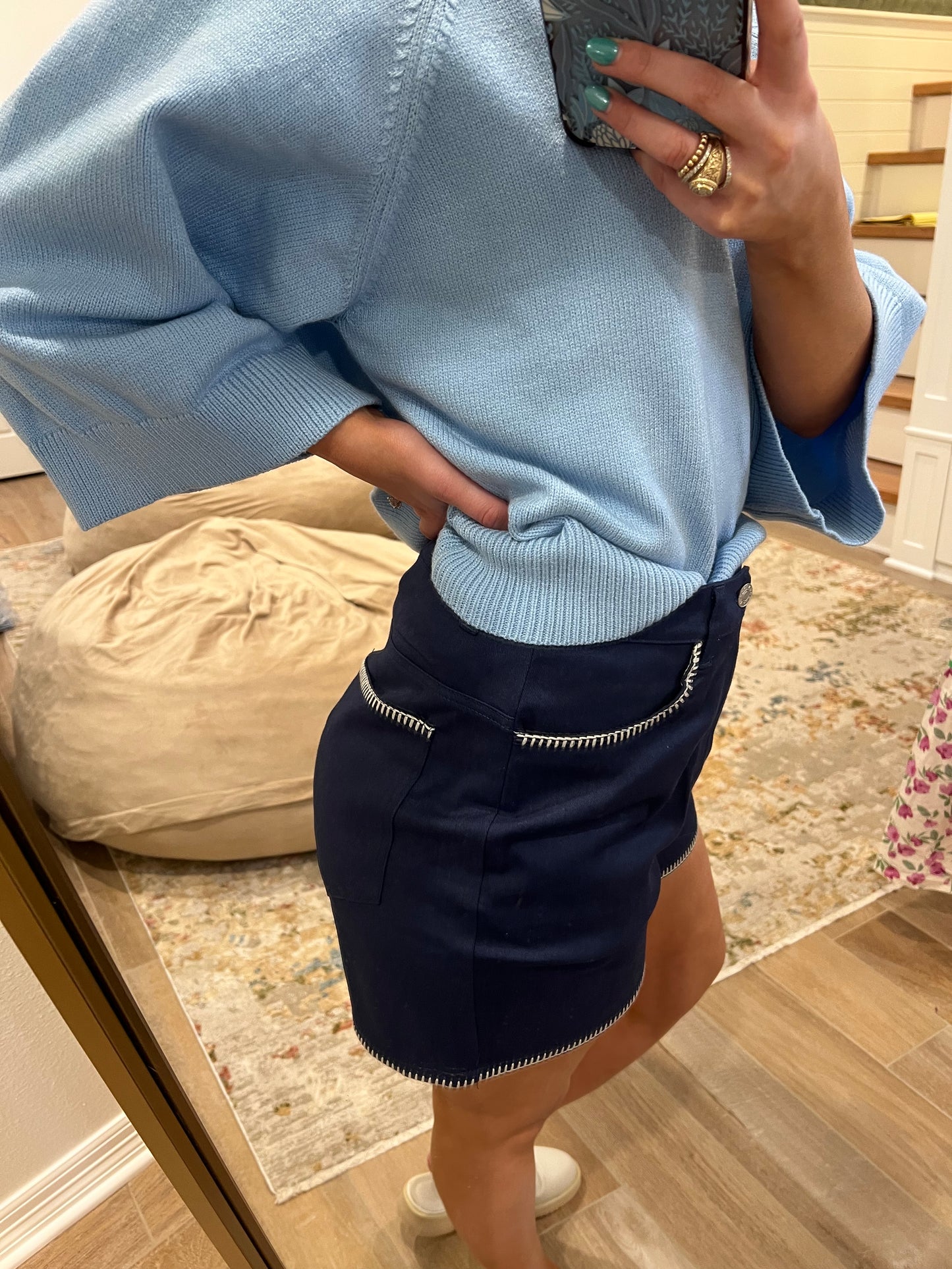 The Clara Navy Woven Shorts