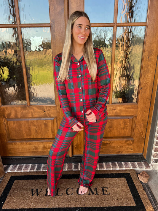 The Kristi Red/Green Plaid Pajama Set