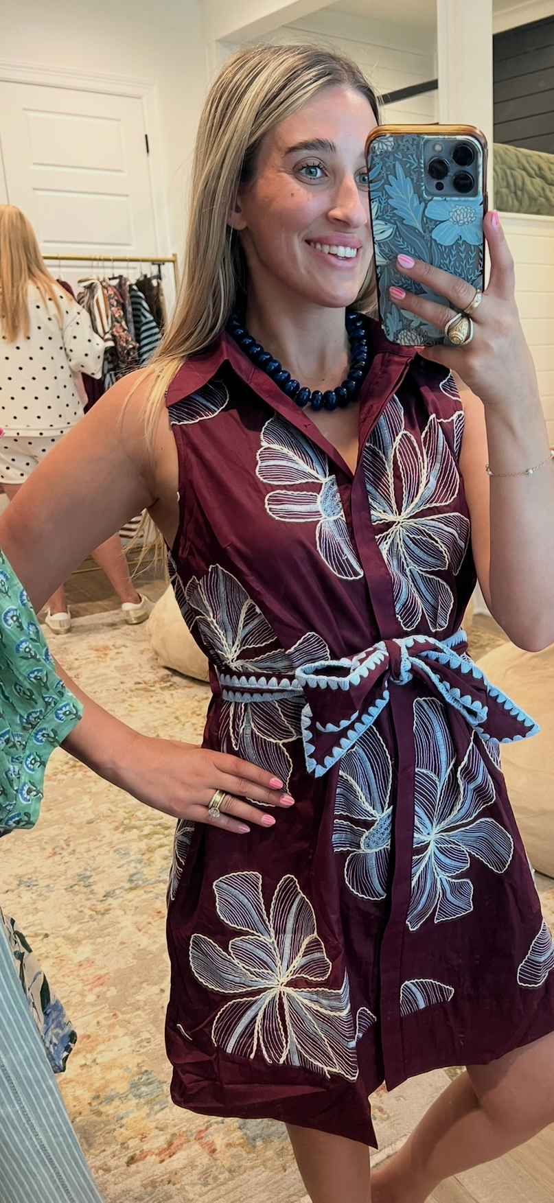 The Serena Wine Entro Embroidery Dress